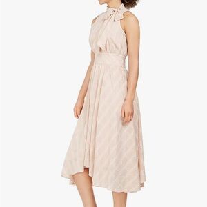 Calvin Klein Women's Mock Neck Midi Dress with Bow Tie Neckline